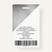 ブラシ仕上げメタル従業員フォトロゴバーコード名が不正 バッジ (裏面)