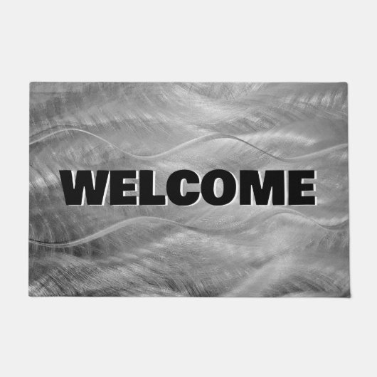ブラシ仕上げメタル抽象芸術へようこそ ドアマット (正面)