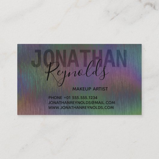 ブラシ仕上げメタル虹色ホログラフィックスクリプト名 ロイヤリティカード (裏面)