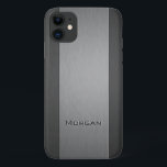ブラシ仕上げメタル2色-名前 iPhone 11 ケース<br><div class="desc">ブラシ付きのメタフェイクルの外観を持つiPhoneケースと、名前を追加できる文字に印刷された効果があります。</div>