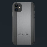ブラシ仕上げメタル2色-名前 iPhone 11 ケース<br><div class="desc">ブラシ付きのメタフェイクルの外観を持つiPhoneケースと、名前を追加できる文字に印刷された効果があります。</div>