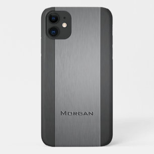 ブラシ仕上げメタル2色-名前 iPhone 11 ケース