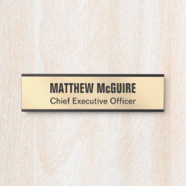 ブラシ仕上げライト金ゴールドルックオフィス サインプレート
