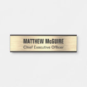 ブラシ仕上げライト金ゴールドルックオフィス サインプレート (正面)
