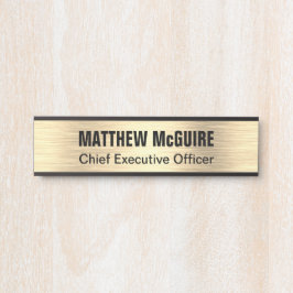 ブラシ仕上げライト金ゴールドルックオフィス サインプレート