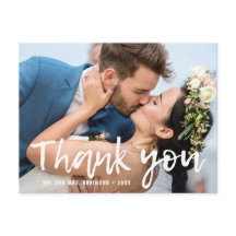 ブラシ仕上げ手レタリング写真結婚s Thank You