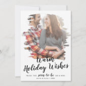 ブラシ仕上げ暖かいホリデーウィッシュ婚約フォトカード シーズンカード (正面)