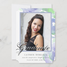 ブラシ仕上げ水彩卒業発表 案内状