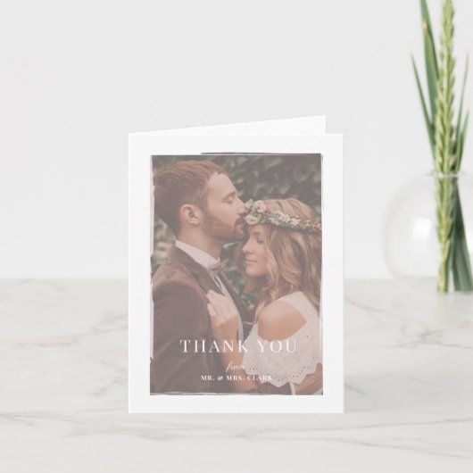 ブラシ仕上げ結婚オーバーレイありがとう サンキューカード (正面)