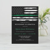 ブラシ仕上げ薄い緑の線のフラグ軍隊退職 招待状 (スタンド正面)