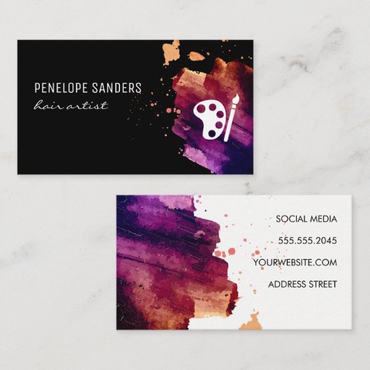 ブラシ仕上げ豊かなカラー |ブ絵を描ラシ 名刺 (正面/裏面)