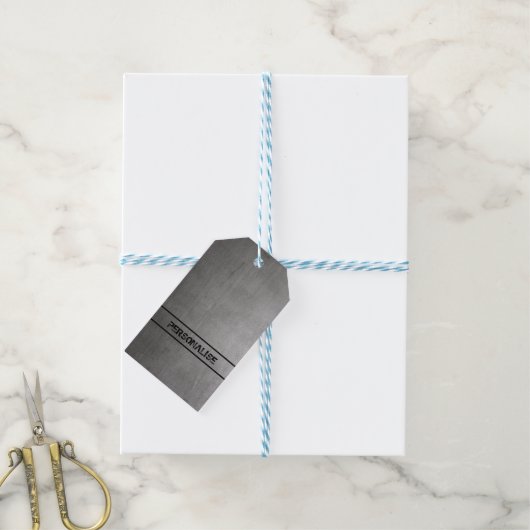 ブラシ仕上げ金属テクスチャ ギフトタグ (より糸付き)