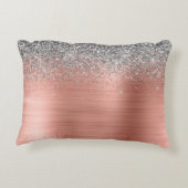 ブラシ仕上げ金属バラ金ゴールド銀グリッターモノグラム アクセントクッション (裏面)