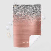 ブラシ仕上げ金属バラ金ゴールド銀グリッターモノグラム ゴルフタオル (インサイチュ)