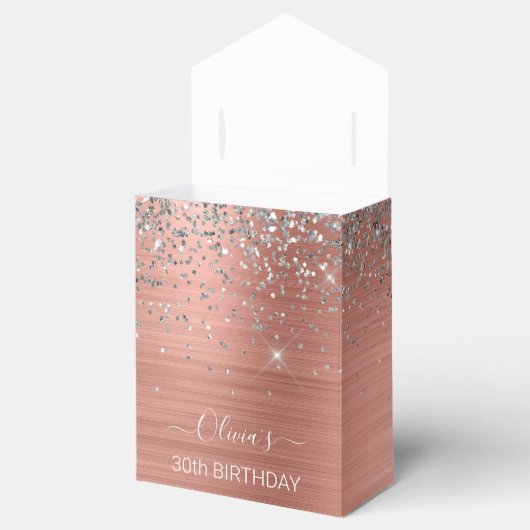 ブラシ仕上げ金属バラ金ゴールド銀グリッターモノグラム フェイバーボックス (オープン)