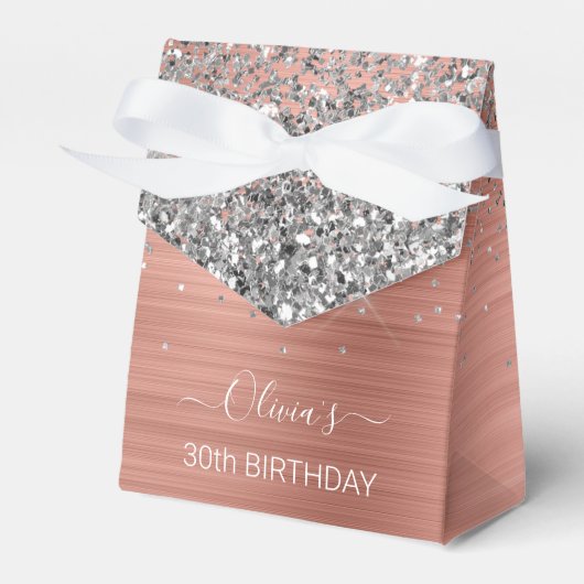 ブラシ仕上げ金属バラ金ゴールド銀グリッターモノグラム フェイバーボックス (正面サイド)