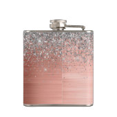 ブラシ仕上げ金属バラ金ゴールド銀グリッターモノグラム フラスク (裏面)