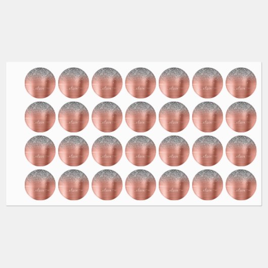 ブラシ仕上げ金属バラ金ゴールド銀グリッターモノグラム ラベル (シート)