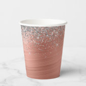 ブラシ仕上げ金属バラ金ゴールド銀グリッターモノグラム 紙コップ (裏面)