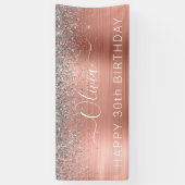 ブラシ仕上げ金属誕生日バラ金ゴールド銀グリッター 横断幕 (縦)