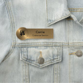 ブラシ仕上げ金属金ゴールドラウンドロゴ半径名タグ 名札 (インサイチュ)