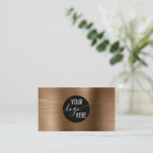 ブラシ仕上げ金属金ゴールド会社ロゴQRコード 名刺 (スタンド正面)