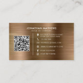 ブラシ仕上げ金属金ゴールド会社ロゴQRコード 名刺 (裏面)