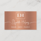 ブラシ仕上げ金属銅モノグラムのQRコード 名刺 (正面)