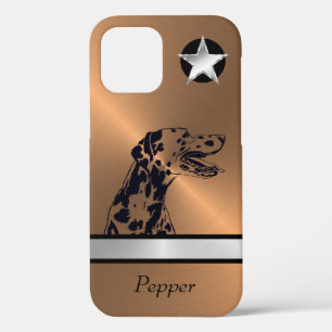 ブラシ仕上げ銅/シルバーダルマチアン犬iPhoneケース iPhone 12ケース
