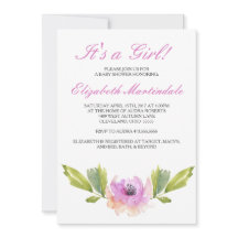 ブラシ仕上げ開花|水彩ベビーシャワー招待状