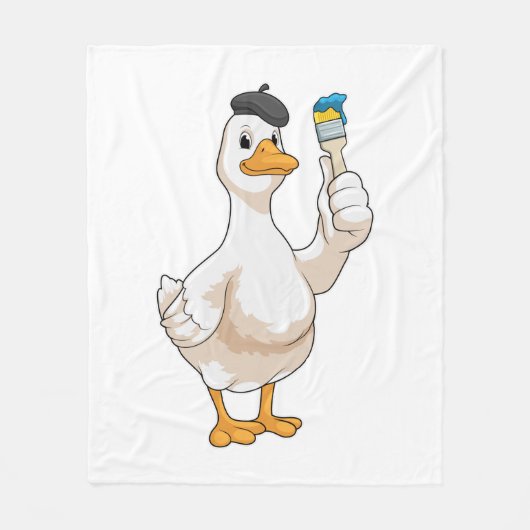 ブラシ付きアヒル絵を描ア フリースブランケット (正面)