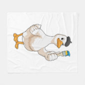 ブラシ付きアヒル絵を描ア フリースブランケット (正面(横))