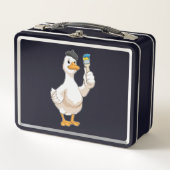 ブラシ付きアヒル絵を描ア メタルランチボックス (正面)