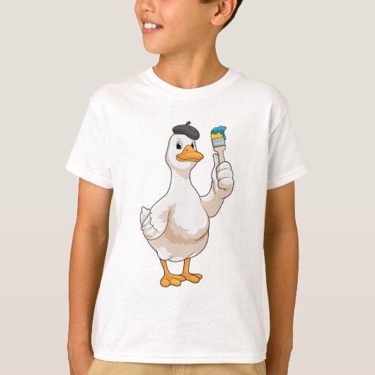 ブラシ付きアヒル絵を描ア Tシャツ (正面)