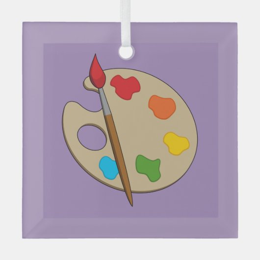 ブラシ付きアーティストパレ絵を描ット ガラスオーナメント (正面)