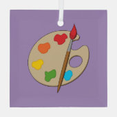 ブラシ付きアーティストパレ絵を描ット ガラスオーナメント (裏面)