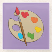 ブラシ付きアーティストパレ絵を描ット ガラスコースター (正面)