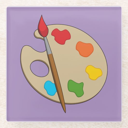 ブラシ付きアーティストパレ絵を描ット ガラスコースター (正面)