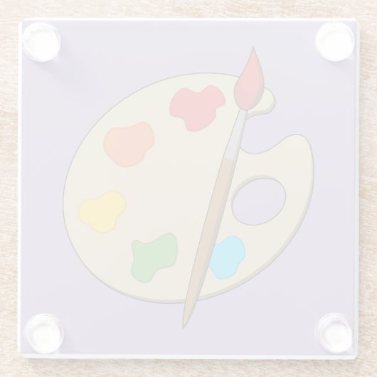 ブラシ付きアーティストパレ絵を描ット ガラスコースター (裏面)