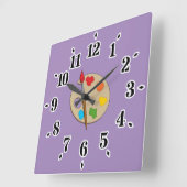 ブラシ付きアーティストパレ絵を描ット スクエア壁時計 (傾斜)