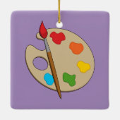 ブラシ付きアーティストパレ絵を描ット セラミックオーナメント (裏面)