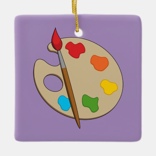 ブラシ付きアーティストパレ絵を描ット セラミックオーナメント (正面)