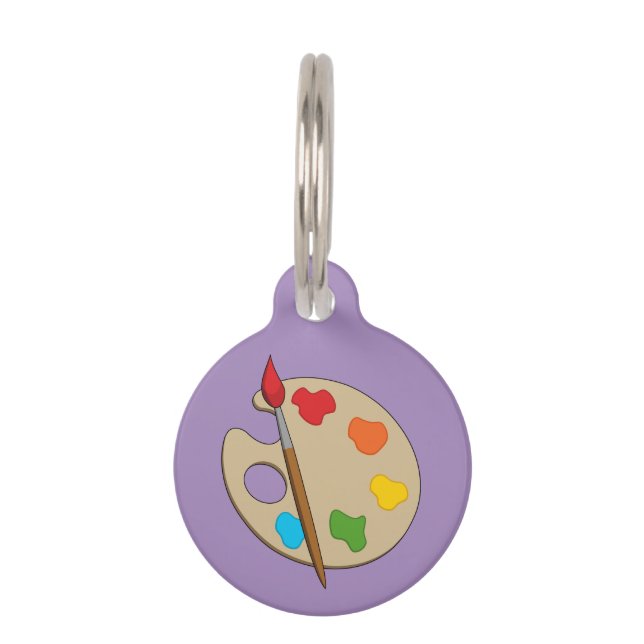 ブラシ付きアーティストパレ絵を描ット |名前の追加 ペット　ネームタグ (正面)