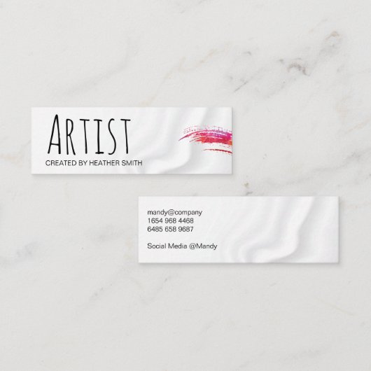 ブラシ付きアーティスト/水彩画 |絹のようなカーテン スキニー名刺 (正面/裏面)