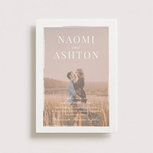 ブラシ付きオーバーレイ結婚式招待状 招待状