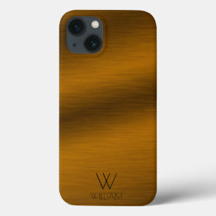 ブラシ付きカッパーミニマリストモパーソナライズされたノグラム iPhone 13ケース