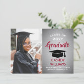 ブラシ付きググラデーションレー赤と白ド、卒業写真 招待状 (スタンド正面)