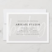 ブラシ付きグレーと白ベビーシャワー招待状 招待状 (正面)