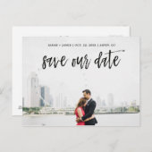 ブラシ付きスクリプト日付の保存 案内ポストカード (正面/裏面)