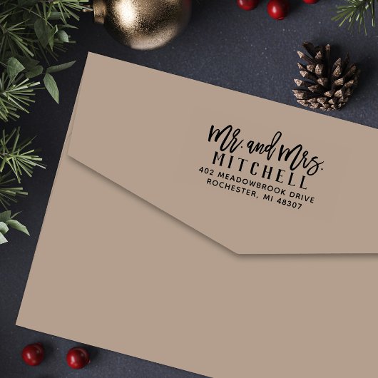 ブラシ付きスクリプモダント差出人住所 セルフインキングスタンプ